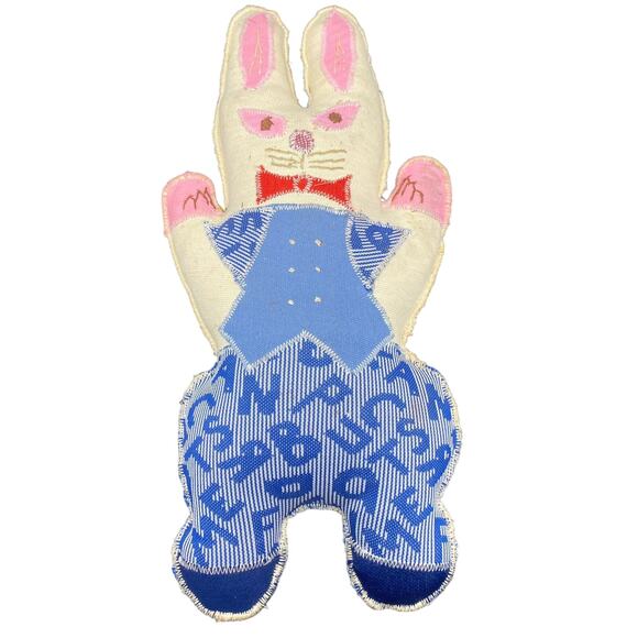 Unbranded Other - Reversible Vintage Red White Blue Rabbit Bear Stuffed Toy
